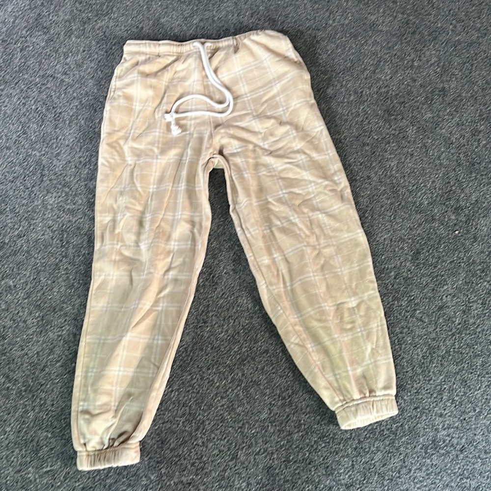 Sweatpants in cream color plaid small nio brand
